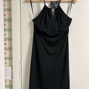 LOFT Black Backless Halter Dress